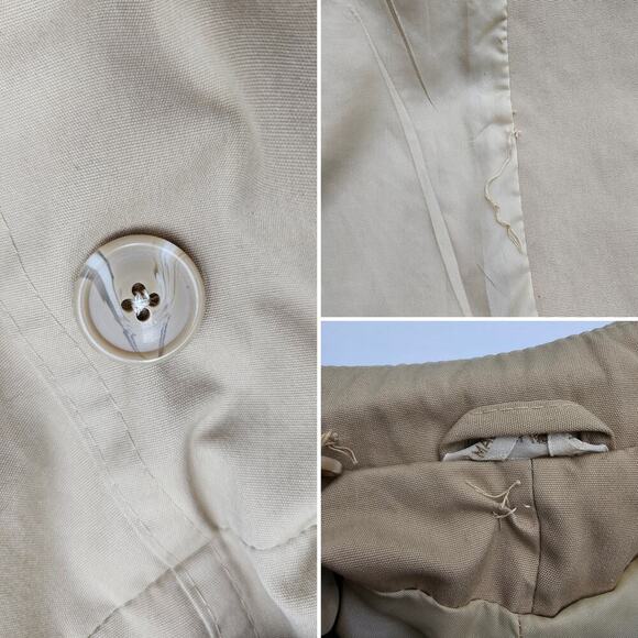 Vtg Women's XS Tan Trench Coat w/Detachable Blue Plaid Wool Liner & Collar - Picture 12 of 16